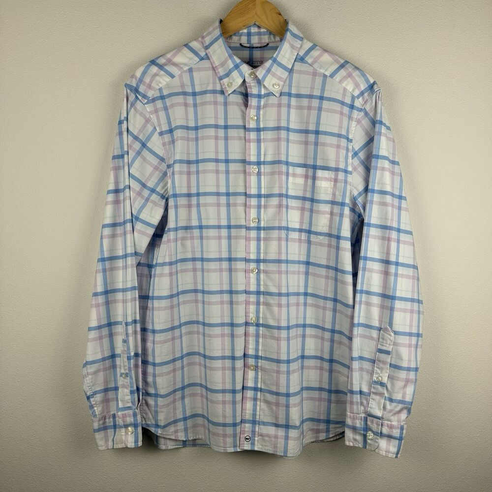 Vineyard Vines On The Go Performance Button Down Shirt Blue Pink Plaid Men’s Med